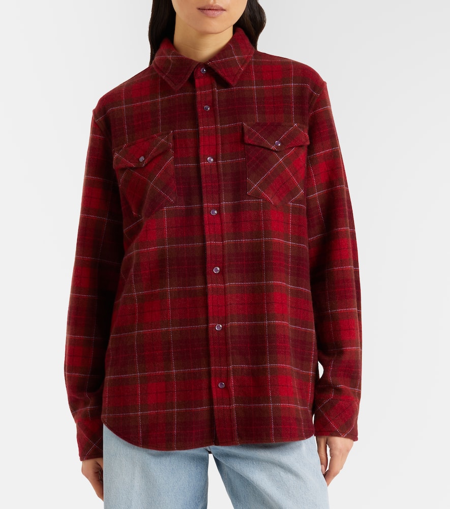 God's True Cashmere Love Tartan Cashmere Shirt With Amethyst In Red