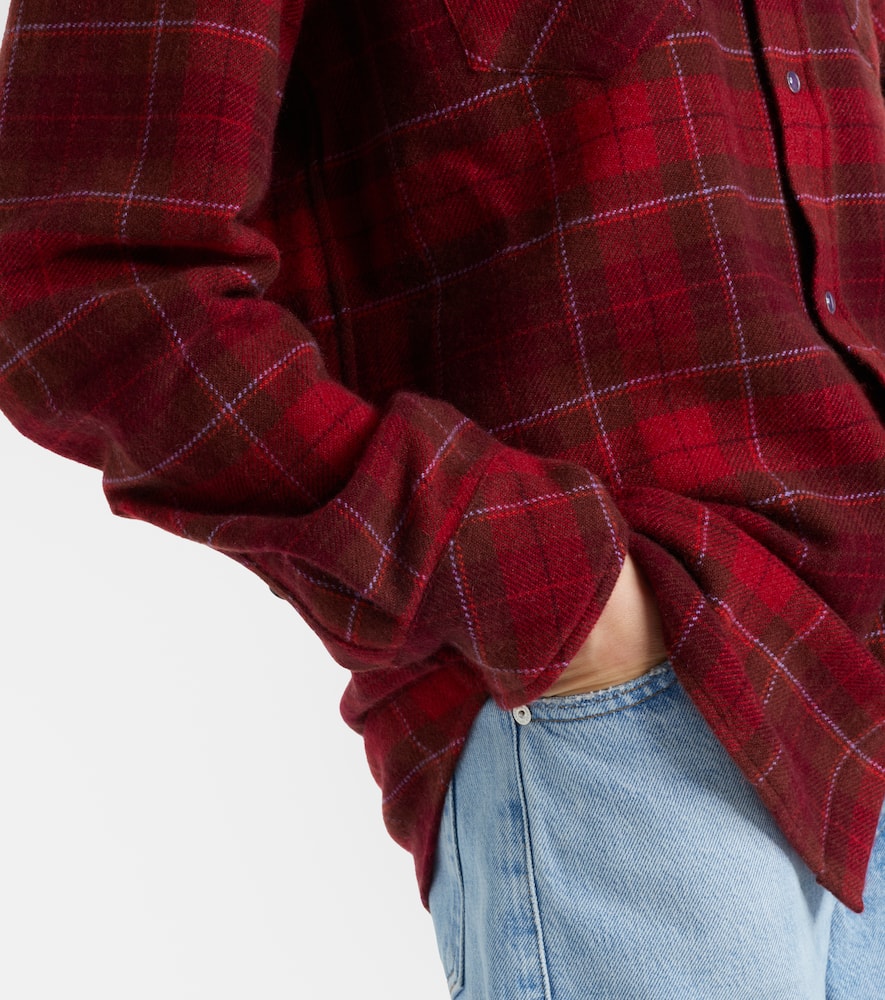 God's True Cashmere Love Tartan Cashmere Shirt With Amethyst In Red