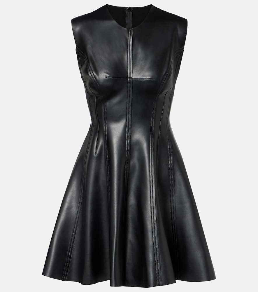 Norma Kamali Grace Paneled Vegan Mini Dress In Black