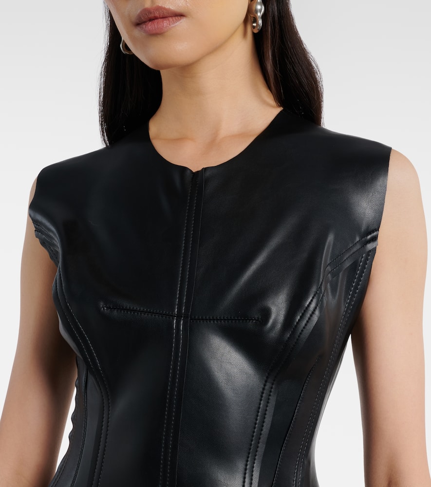 Norma Kamali Grace Paneled Vegan Mini Dress In Black