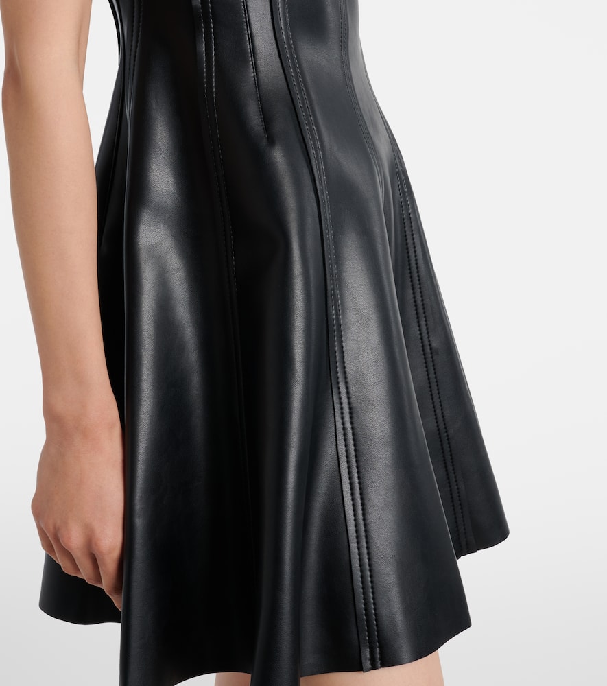 Norma Kamali Grace Paneled Vegan Mini Dress In Black