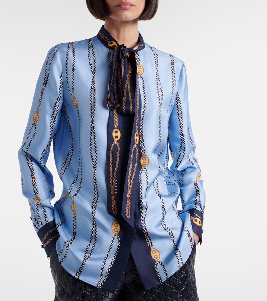 Gucci Gucci Camisa De Sarga De Seda Estampada 