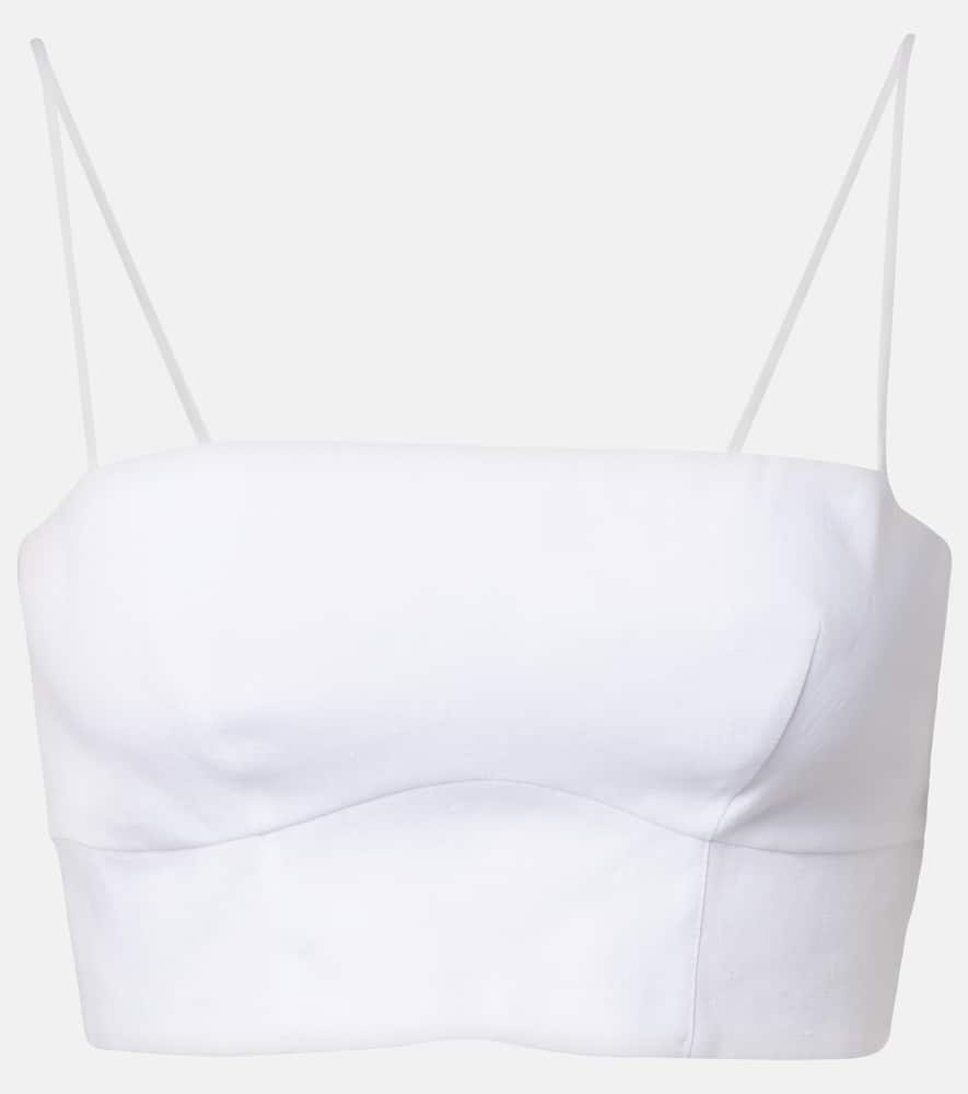 Gabriela Hearst Blazie Cropped Linen Top In White