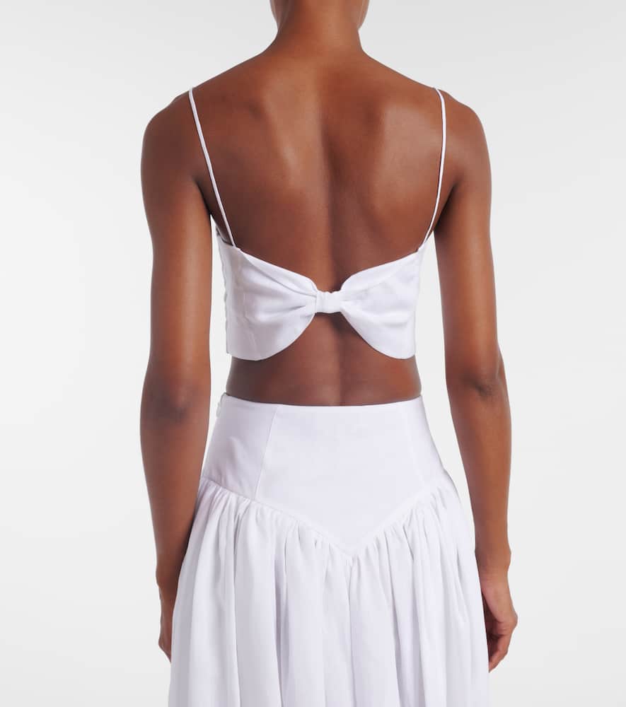 Gabriela Hearst Blazie Cropped Linen Top In White