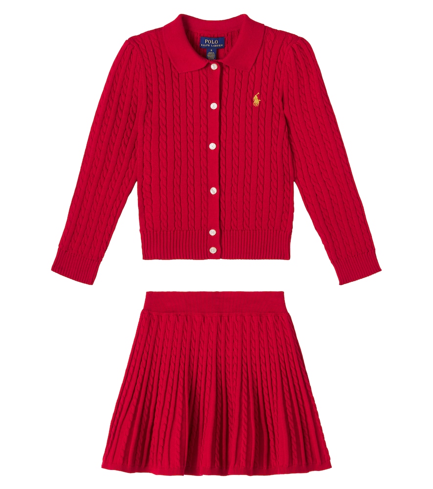 Polo Ralph Lauren Kids Cable-knit cotton cardigan and skirt set
