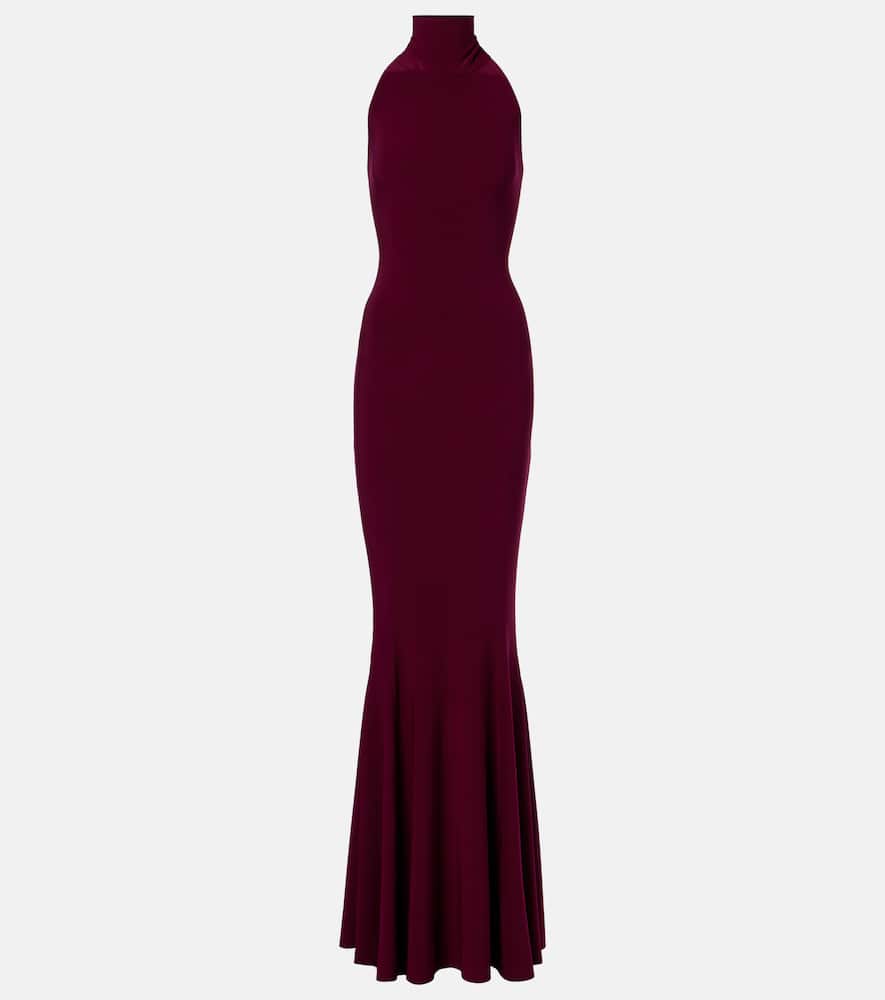 Norma Kamali Turtleneck Jersey Gown In Purple