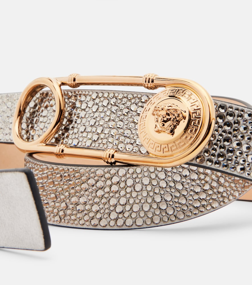  Versace Versace Safety Pin Embellished Leather Belt 