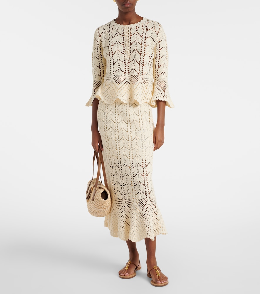 Zimmermann Crochet cotton midi skirt