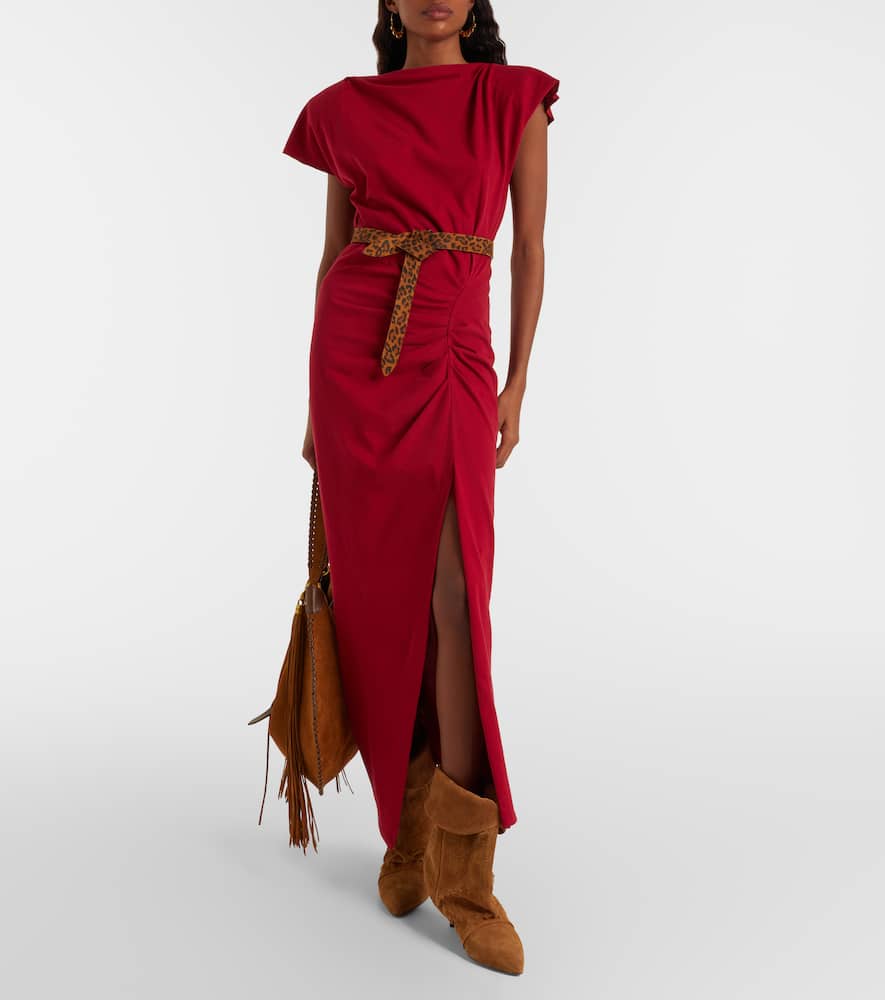 Isabel Marant Nadela Gathered Cotton Maxi Dress In Red