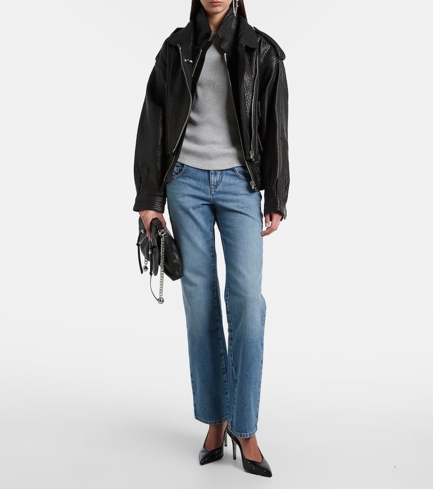 Isabel Marant Taomi Ribbed-knit Cotton Jersey T-shirt In Gray