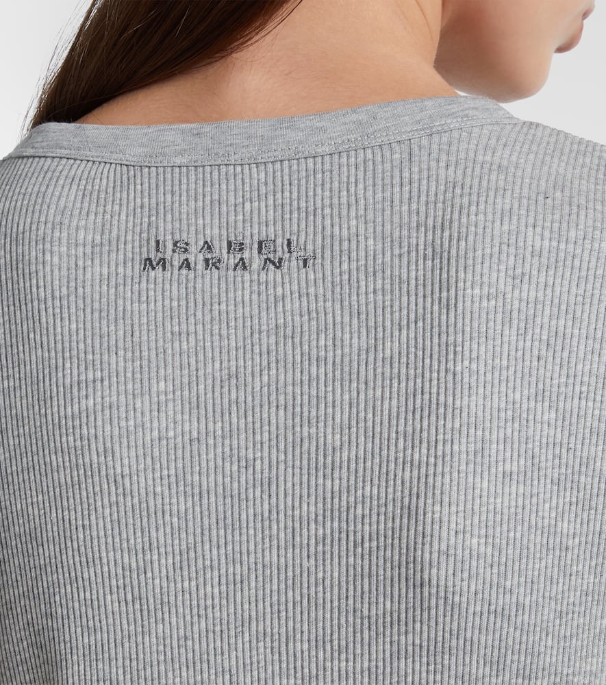 Isabel Marant Taomi Ribbed-knit Cotton Jersey T-shirt In Gray