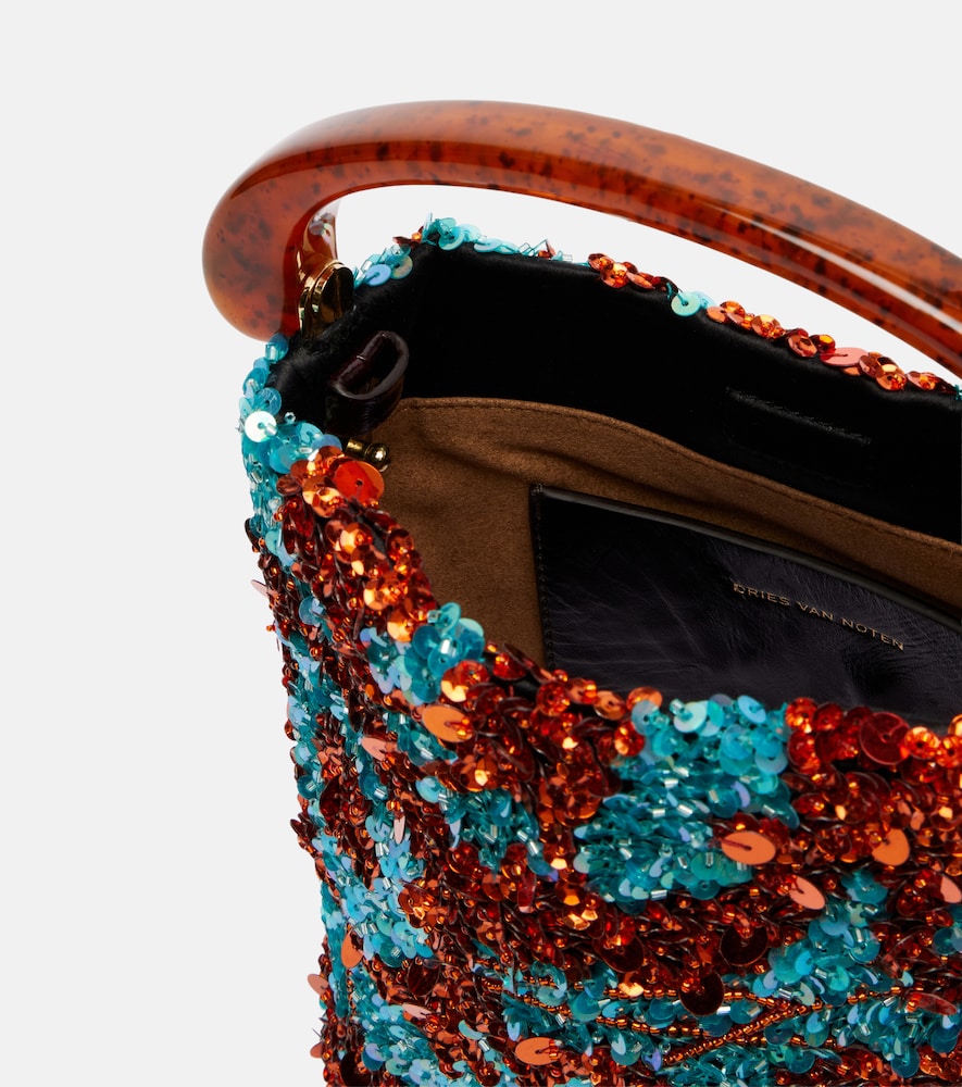  Dries Van Noten Dries Van Noten Crisp Small Sequined Satin Top-handle Bag 