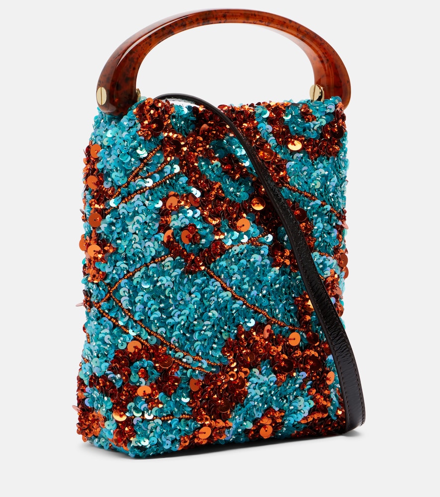  Dries Van Noten Dries Van Noten Crisp Small Sequined Satin Top-handle Bag 
