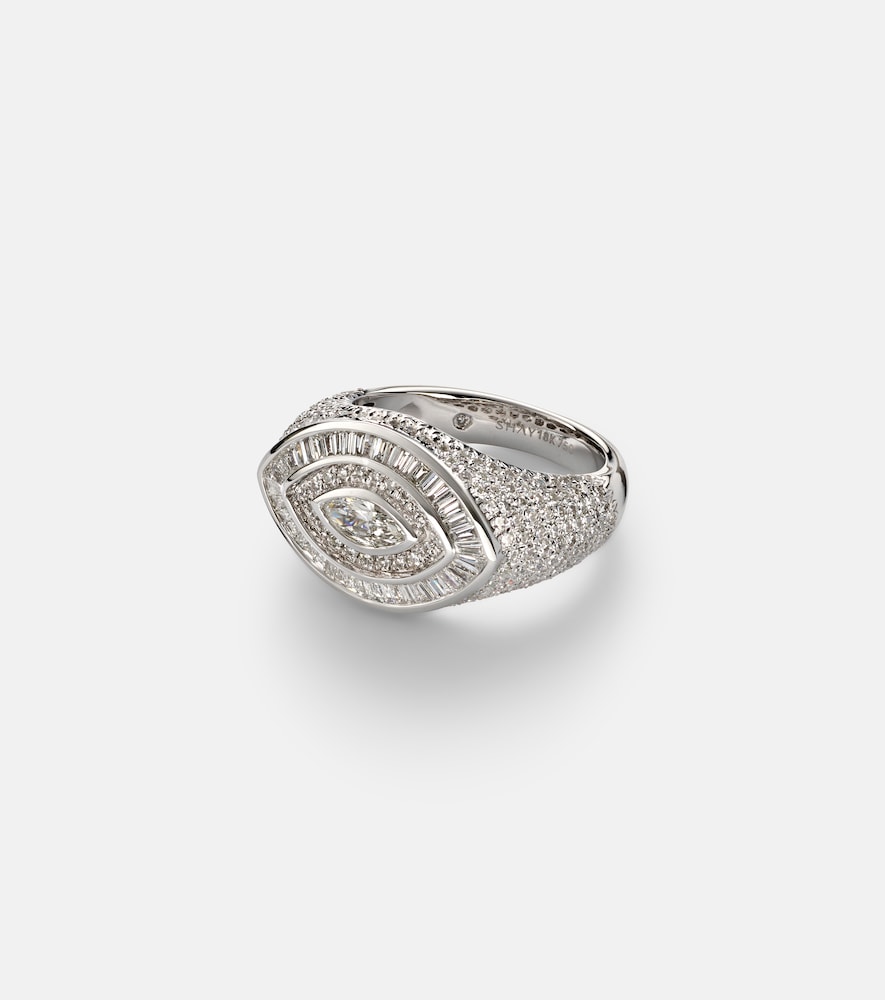 Shay Jewelry 18kt white gold pinky ring with diamonds