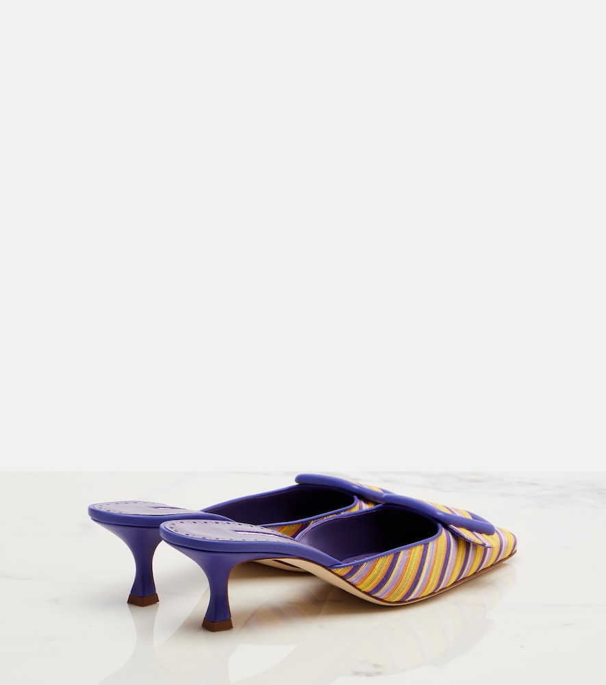 Maysalebi Striped Leather-Trimmed Mules