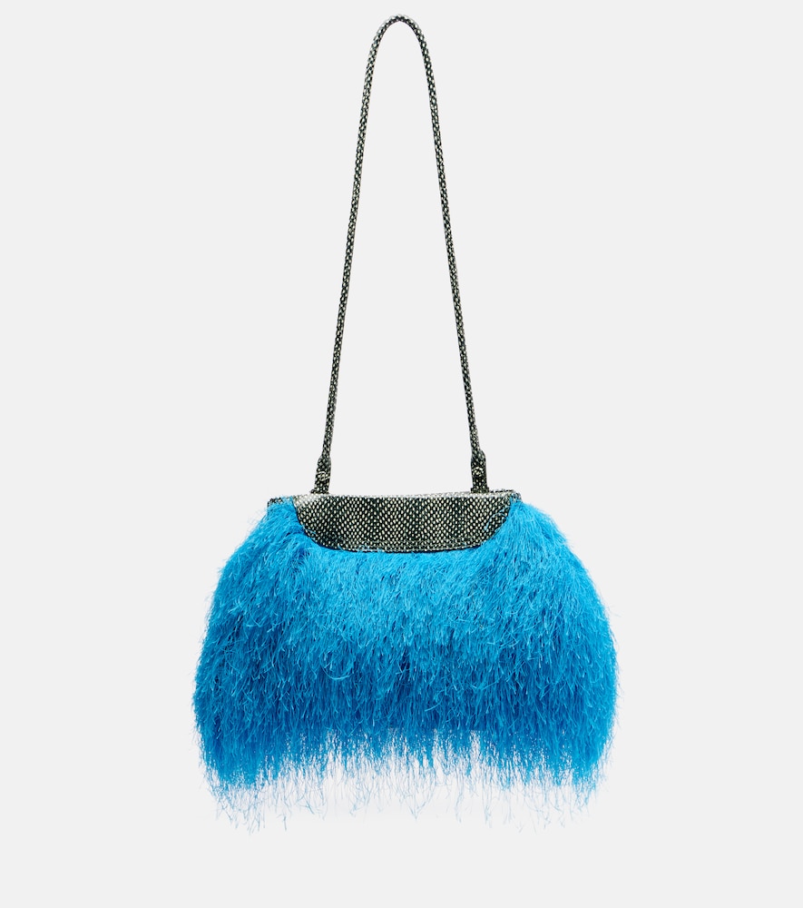 Dries Van Noten Small Leather-trimmed Crossbody Bag In Blue
