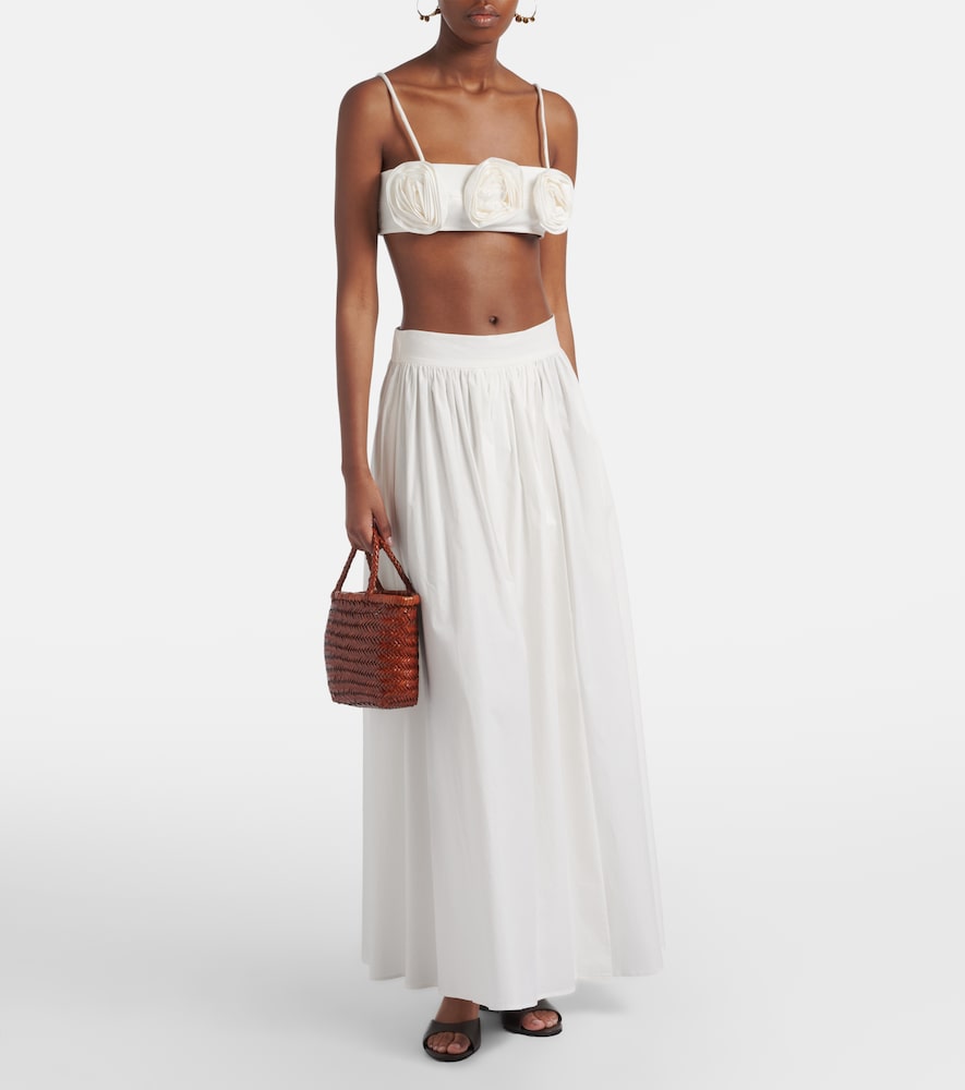 Adriana Degreas Floral-appliqué cotton-blend bandeau top