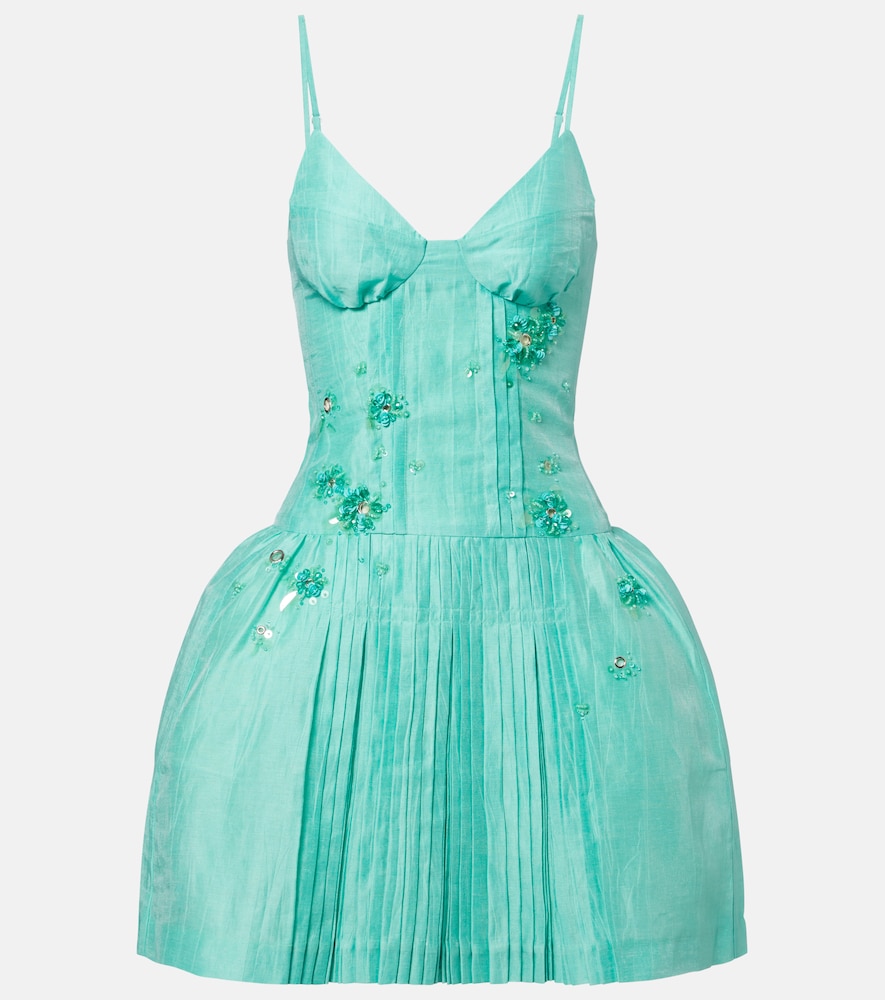 Shushu/Tong Embellished linen-blend minidress