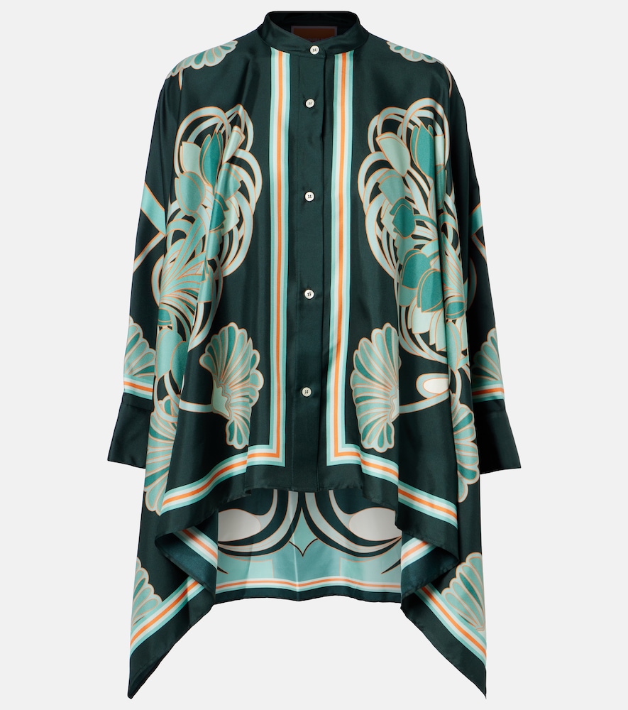 La Doublej Women's Green Foulard Printed Silk Twill Shirt UK Size 8 - Mytheresa