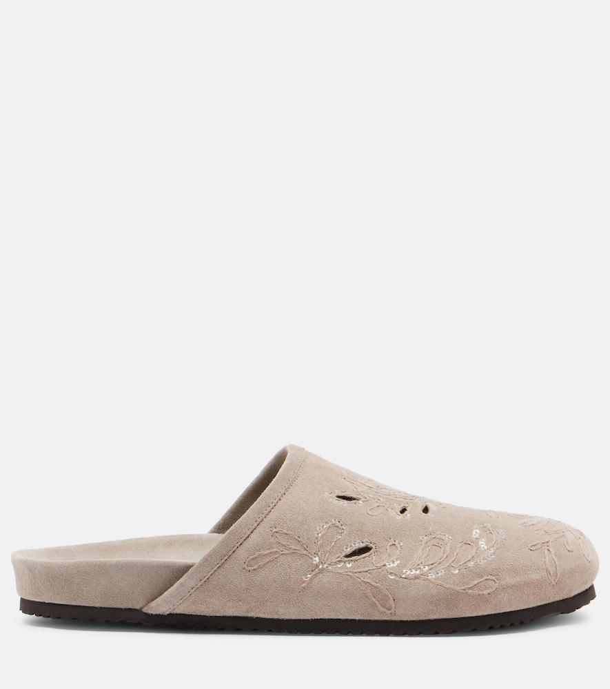  Brunello Cucinelli Brunello Cucinelli Sequined Suede Slides 