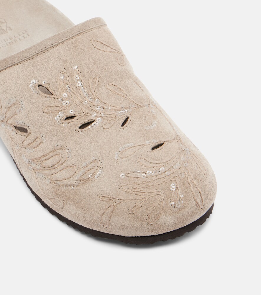  Brunello Cucinelli Brunello Cucinelli Sequined Suede Slides 