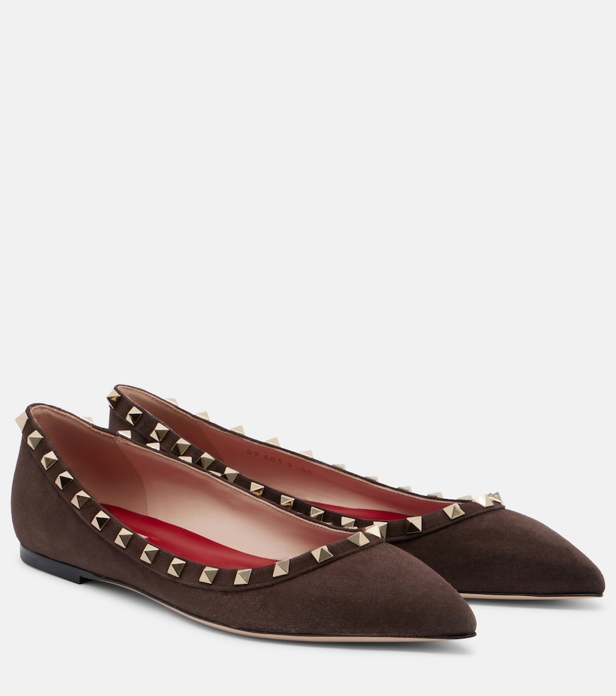 Ballerinas Rockstud aus Veloursleder