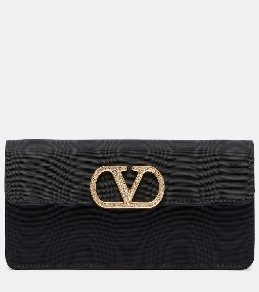 Valentino Garavani Vlogo Mini Moire Clutch In Black