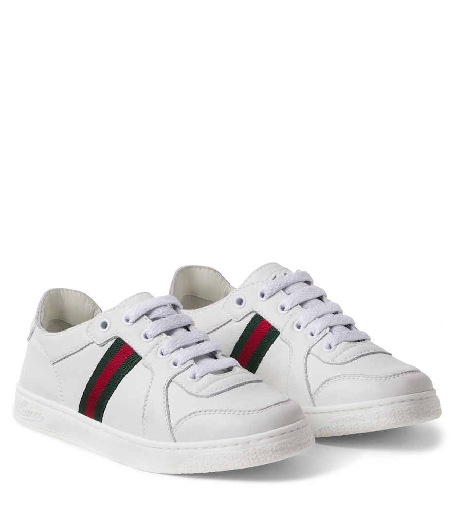 Gucci Kids White Web Stripe Leather Sneakers UK Size 12 - Mytheresa