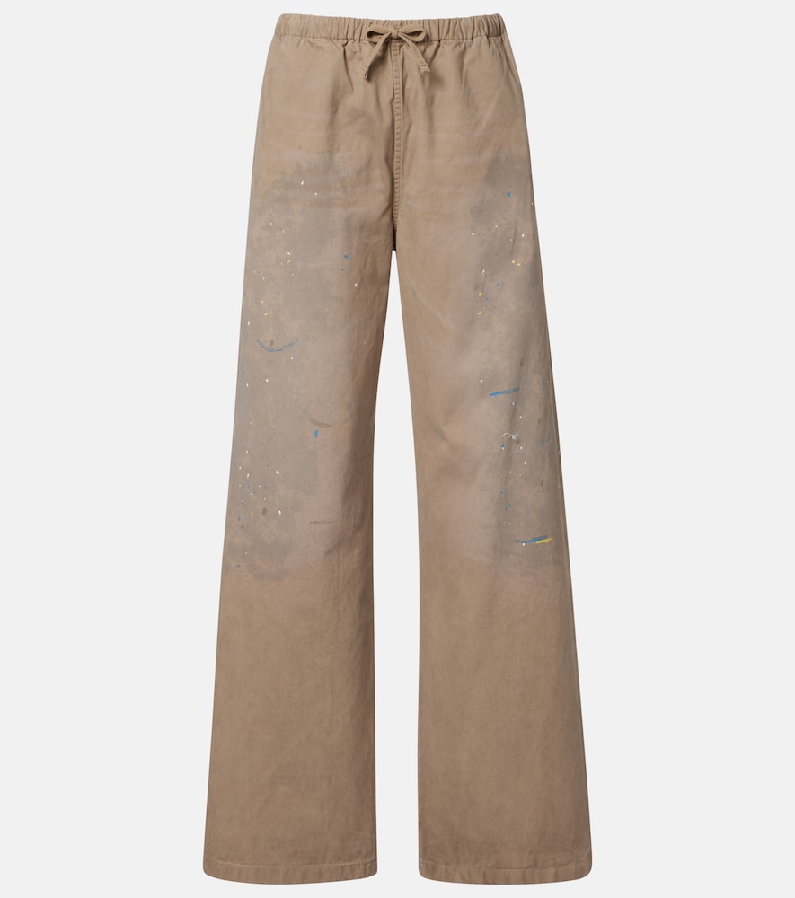 Pantaloni in twill di cotone a gamba larga