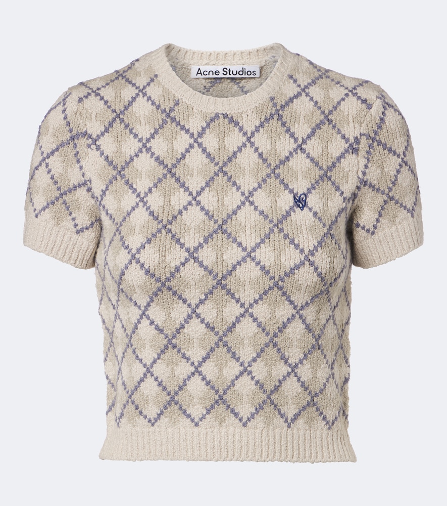 Pullover Argyle in misto cotone bouclé