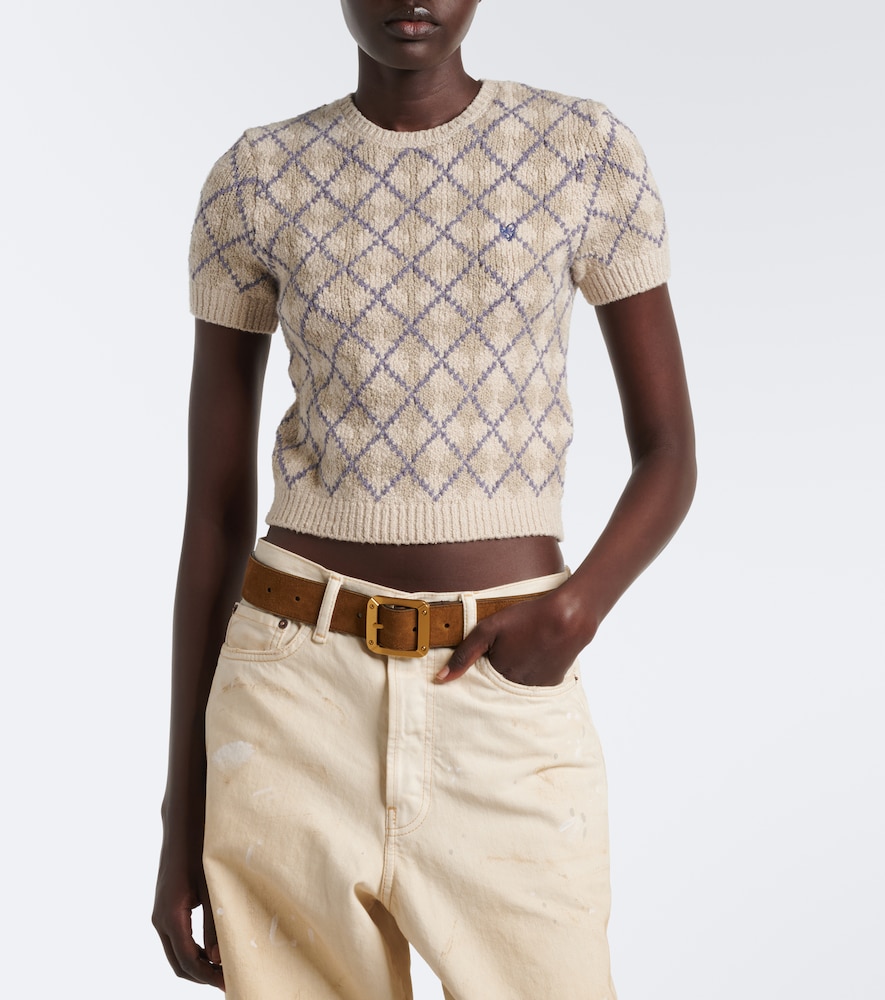 Argyle Cotton-Blend Bouclé Sweater