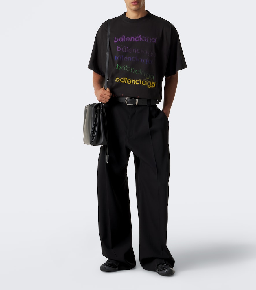Twill Barrel-Leg Pants Wool