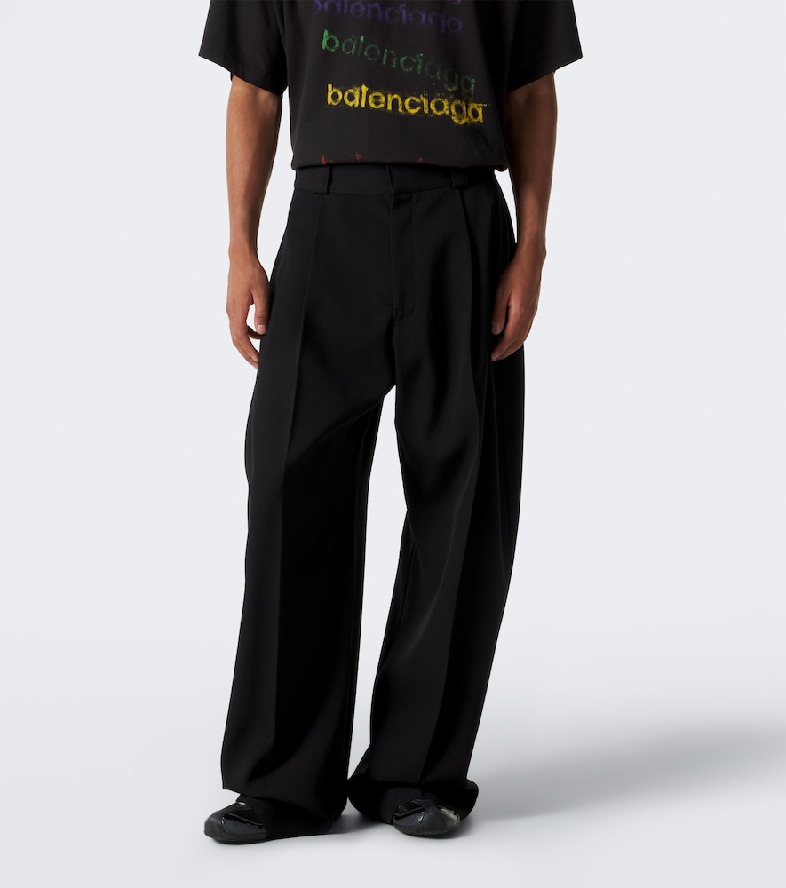 Twill Barrel-Leg Pants Wool