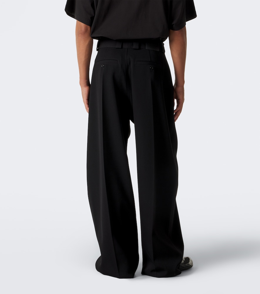 Twill Barrel-Leg Pants Wool