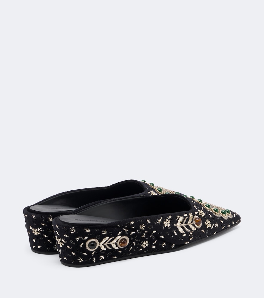 Atelier Embellished Velvet Wedge