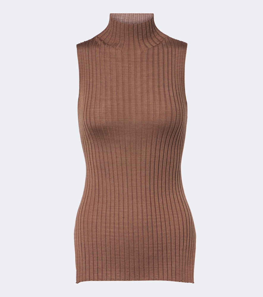 Top Karla in lana e seta a collo alto
