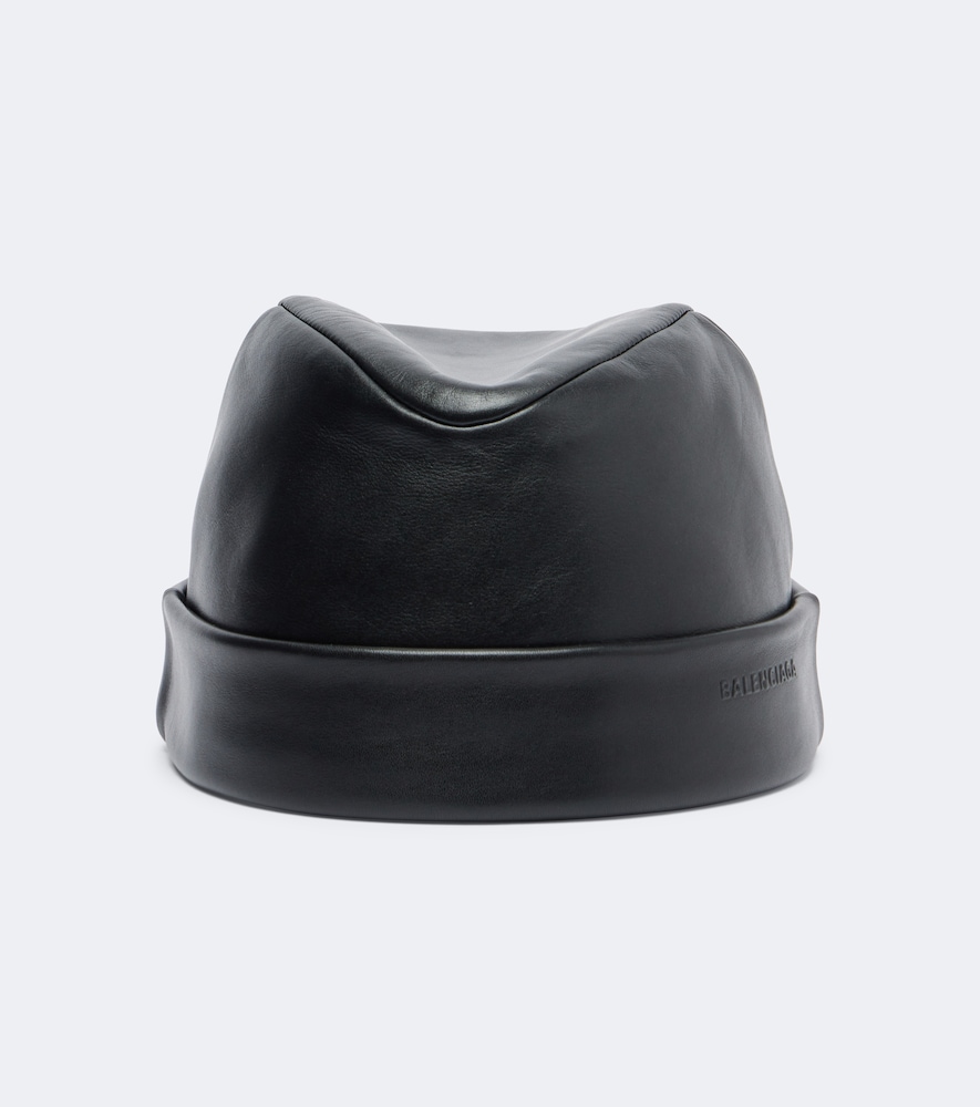 Balenciaga Leather Hat In Black