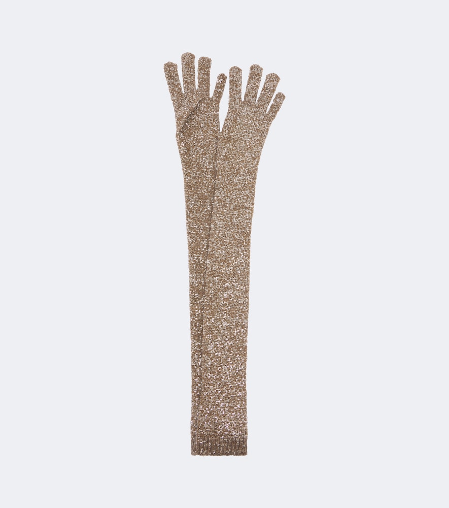 Guanti in maglia con paillettes