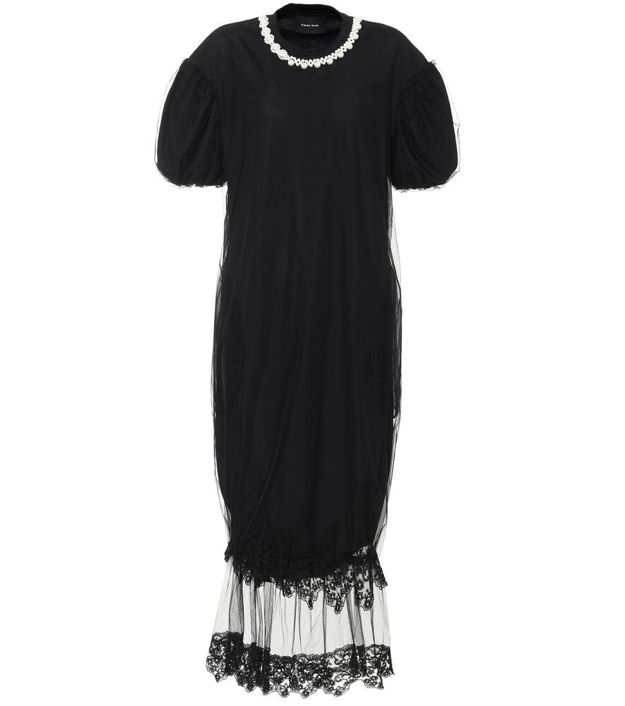 Click to view more detailed imagery on our partner's website Simone Rocha Embellished Tulle Midi Dress In Black