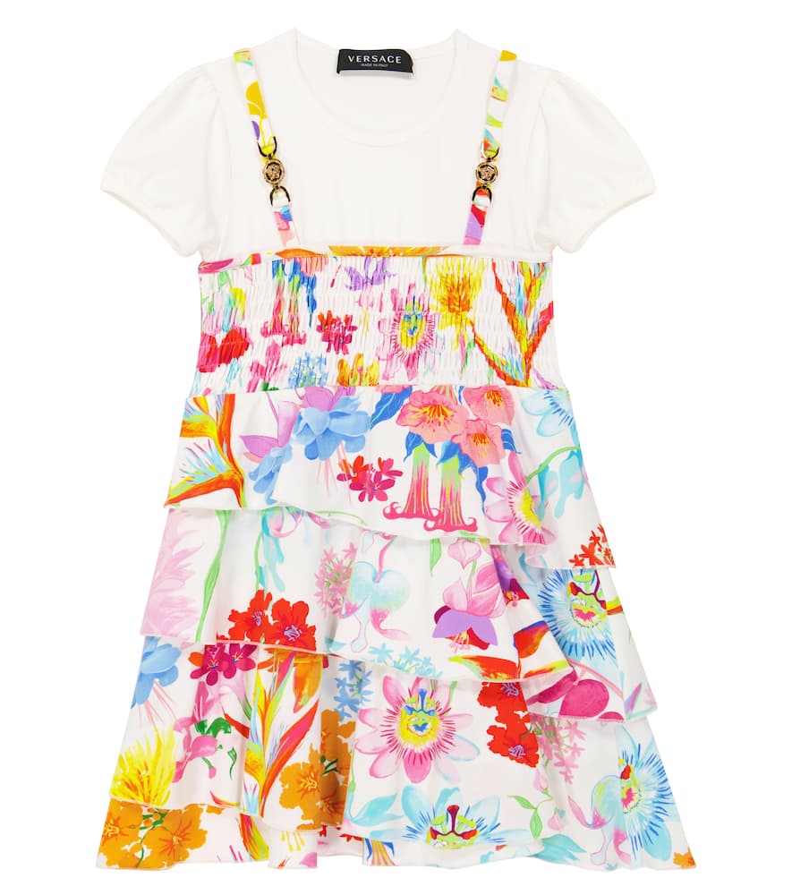 Versace Kids Jardin cotton-blend dress