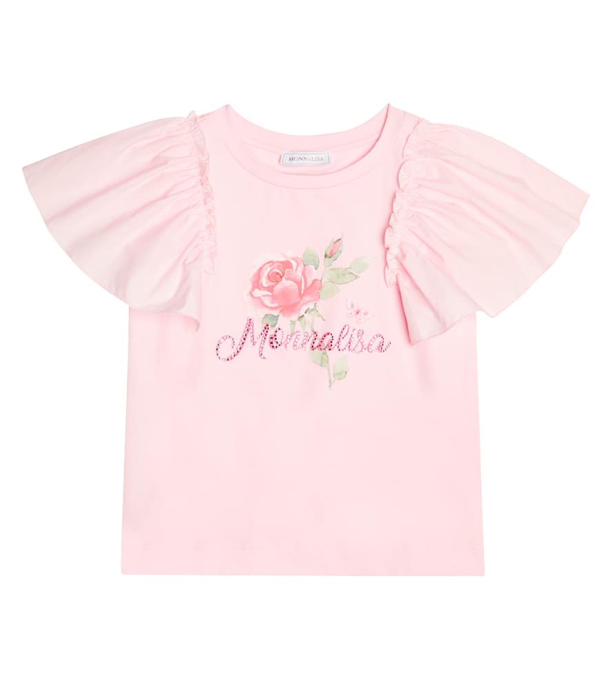 Monnalisa Ruffled cotton-blend jersey T-shirt