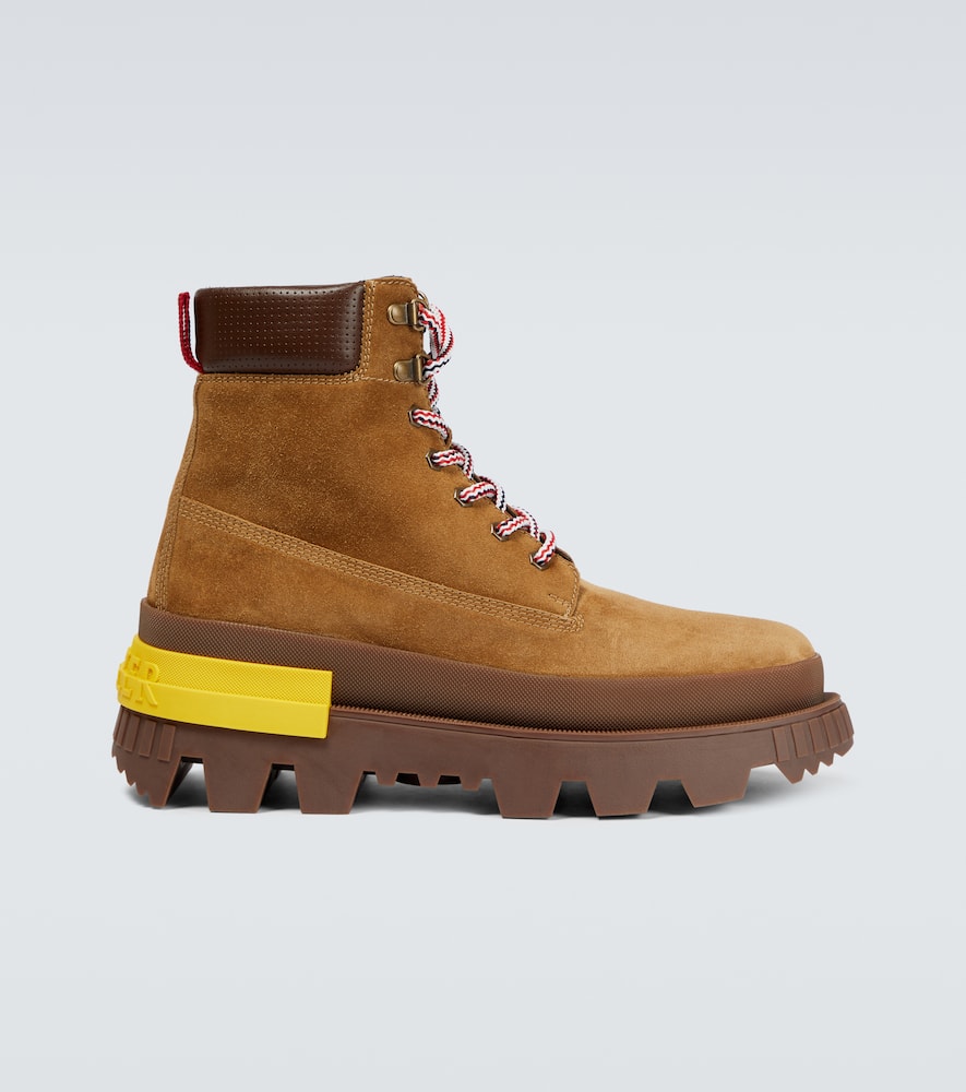 Moncler Men's Mon Corp Leather Ankle Boots In Brown