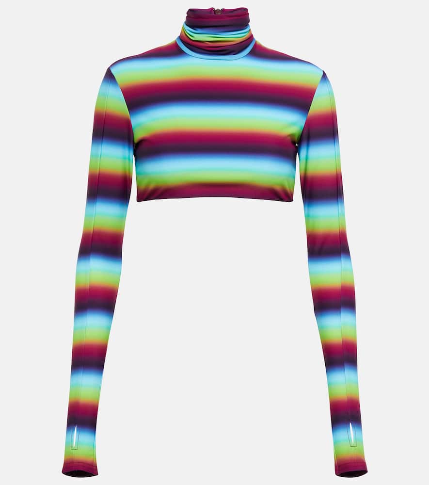 Alex Perry Striped crêpe crop top