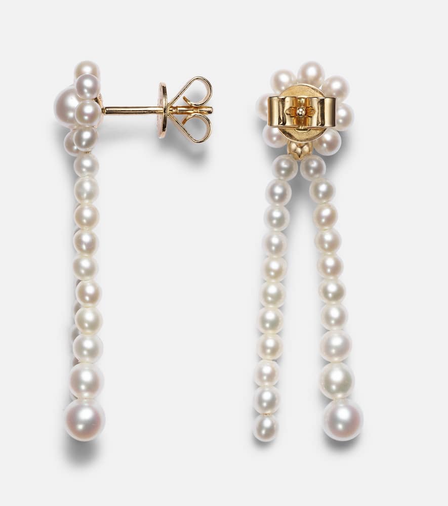 Sophie Bille Brahe Grande Promenade De Fleur 14-karat Gold Pearl Earrings In White