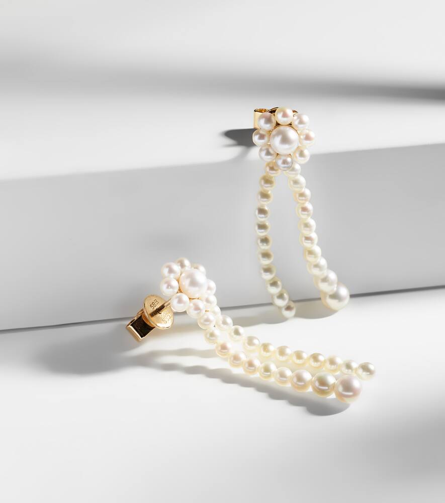 Sophie Bille Brahe Grande Promenade De Fleur 14-karat Gold Pearl Earrings In White