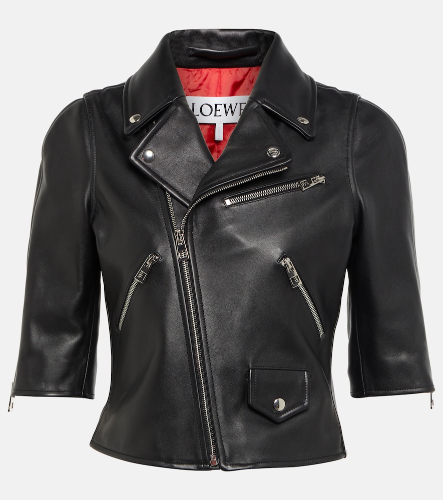 Loewe Short Biker Jacket In Black
