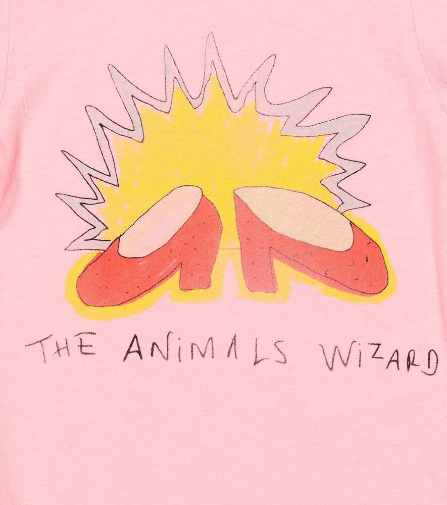 The Animals Observatory Printed Cotton Jersey Bodysuit In Pink Shoes