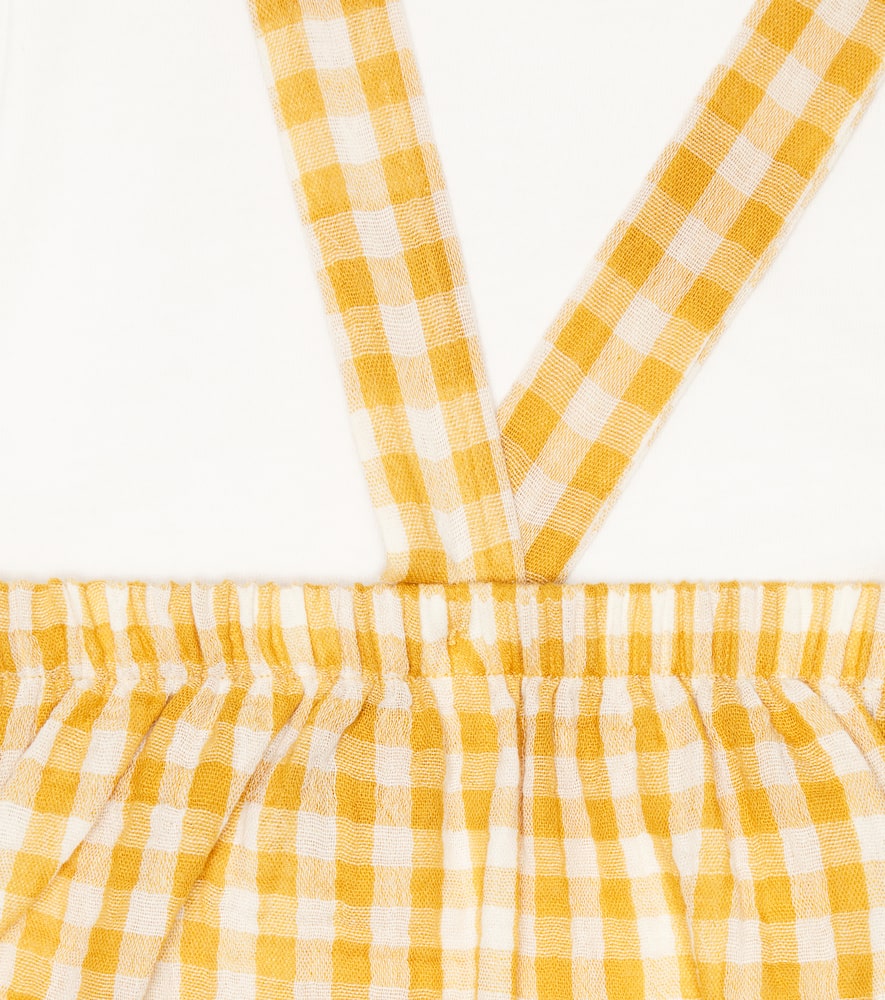 Il Gufo Baby Cotton T-shirt And Playsuit Set In Honey Yellow