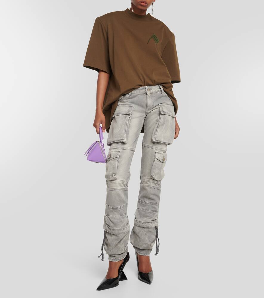 Attico Denim Trousers With Waist Belt Loops In Grey