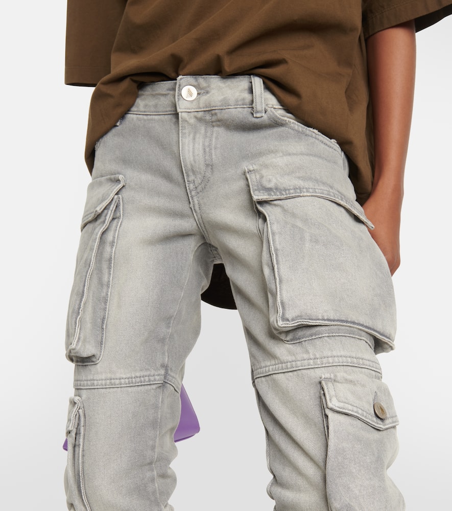 Shop Attico Essie Denim Cargo Pants In Grey